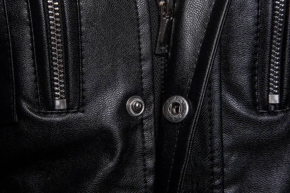 DOIYTTS Mid-length Faux Leather Jacket for Men - Casual Biker Style - Buy Center US