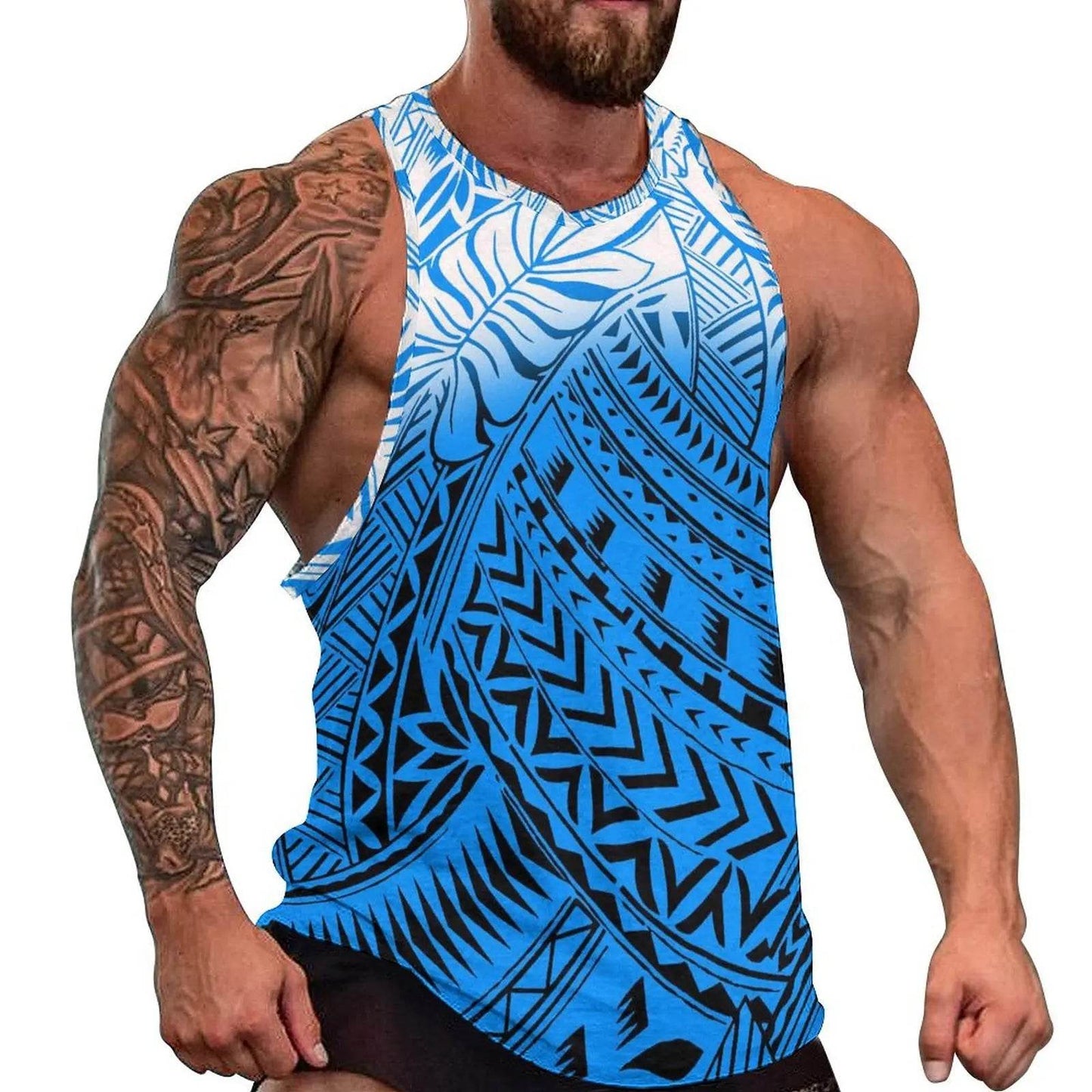 Samoan Men's Beach Vest - Polynesian Design for Summer Travel - Buy Center US
