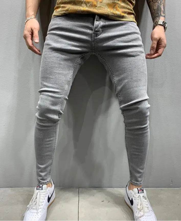 Men's Stretch Skinny Jeans - Grey Blue Black Hip Hop Denim Trousers - Buy Center US