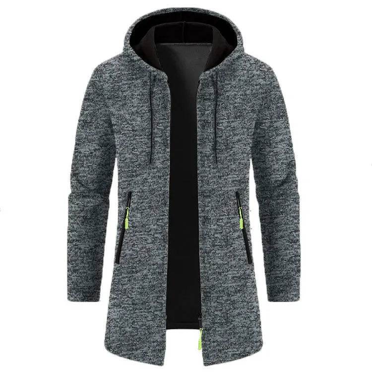 Men's Casual Long-Sleeved Hooded Cardigan Jacket - Solid Color Zipper Style - Buy Center US