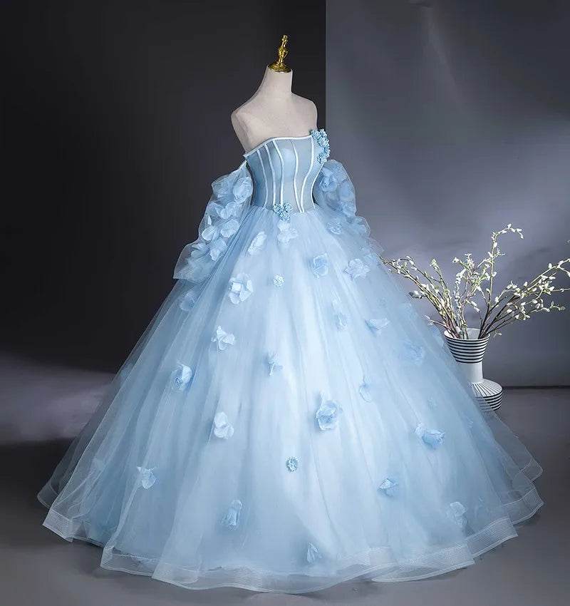 Maria Novia Light Blue Quinceanera Dress - Strapless Ball Gown Style - Buy Center US