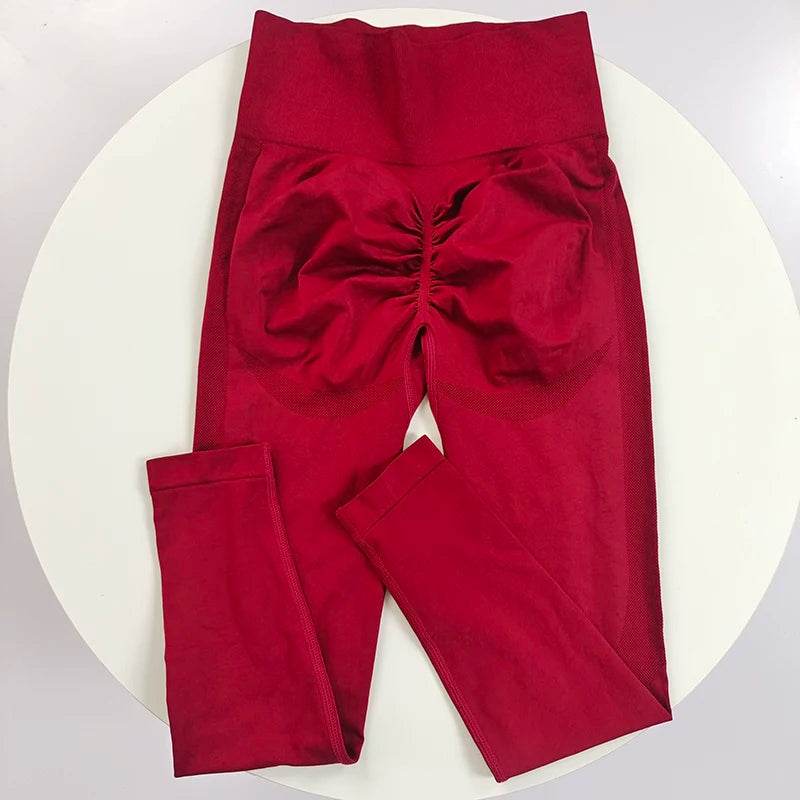 High Waist Seamless Yoga Pants - Peach Hip Lifting Cropped Fit - Buy Center US