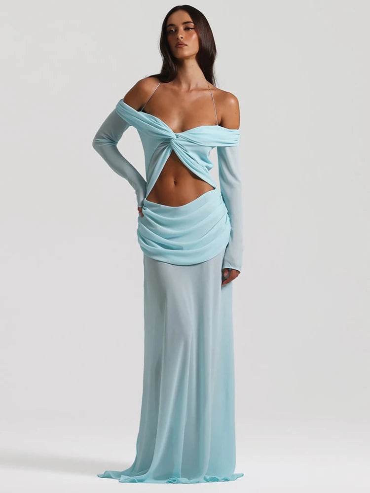 Mozision Sexy Maxi Dress - Hollow Out Backless Halter Gown - Buy Center US