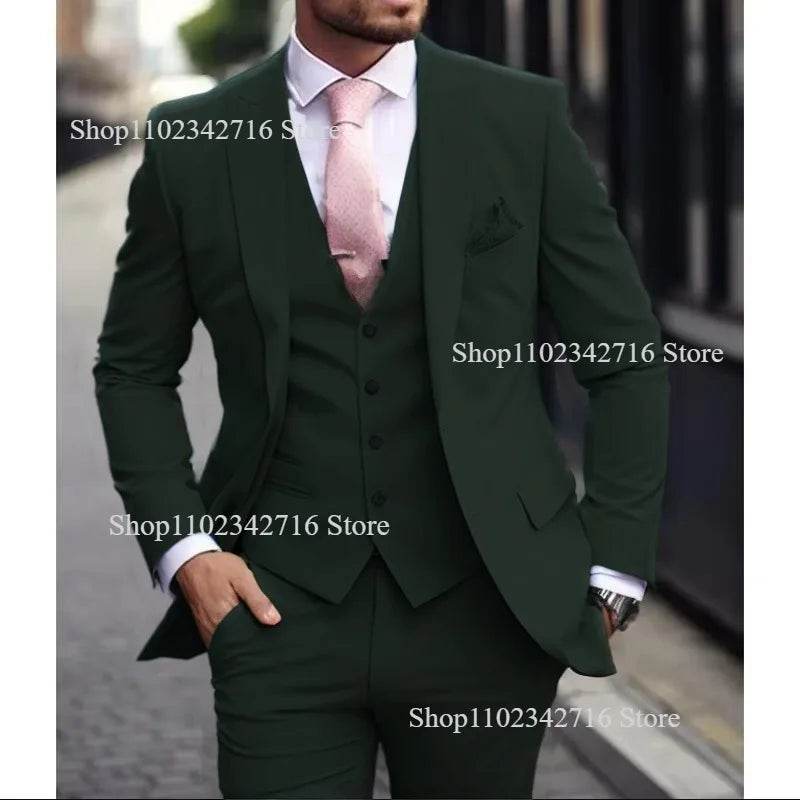 Luxury Pink Men’s Tuxedo Suit 3 Piece - Slim Fit Jacket, Pants & Vest - Buy Center US