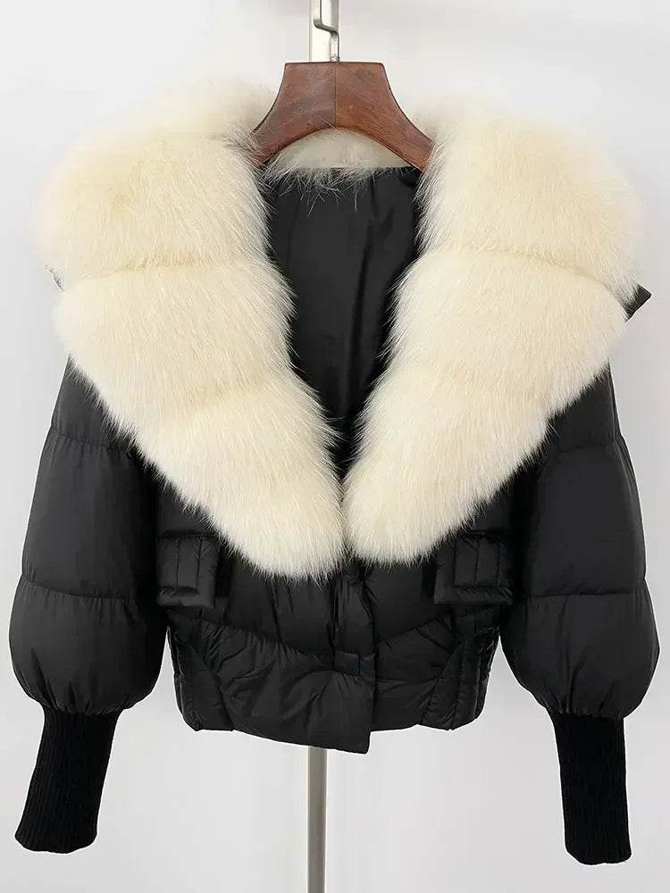 Elegant Casual Women’s Raccoon Fur Collar Coat - Winter Jacket 2024 - Buy Center US