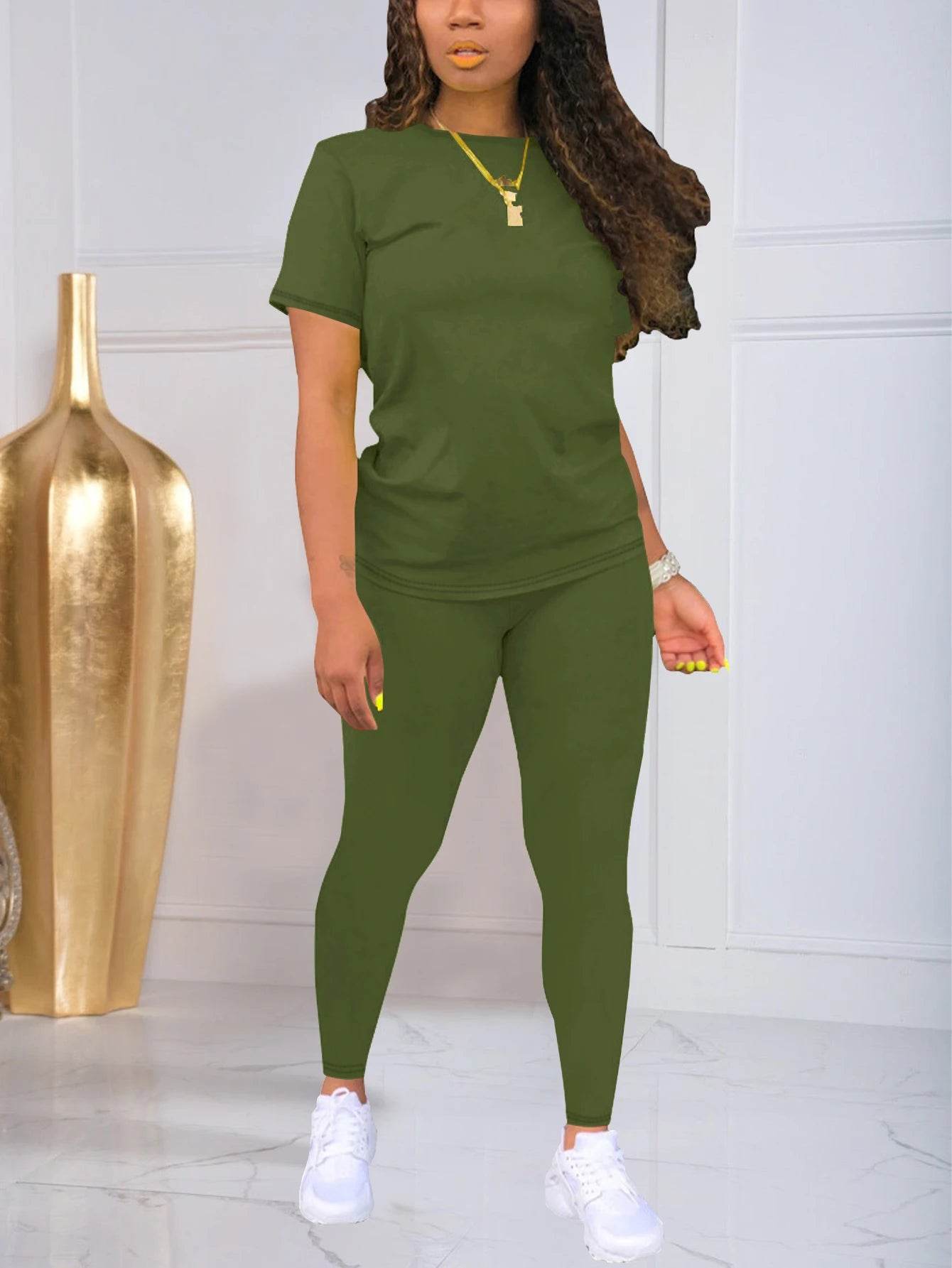 HAKUBEBY Women's Summer Short Sleeve Pants Set - Casual & Comfortable - Buy Center US