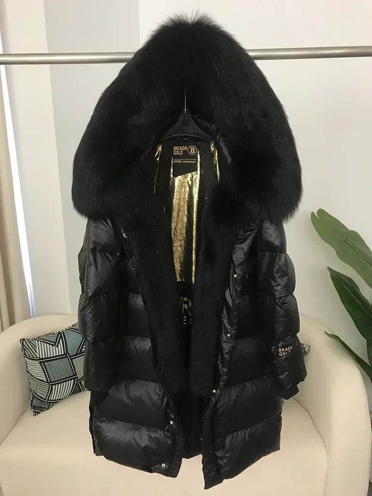2023 Women’s Thick Winter Jacket - Real Fox Fur Collar, Hooded Design - Buy Center US