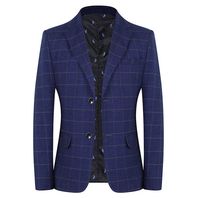 Men's Slim Fit Plaid Blazer - Casual Spring Autumn Fashion Coat - Buy Center US