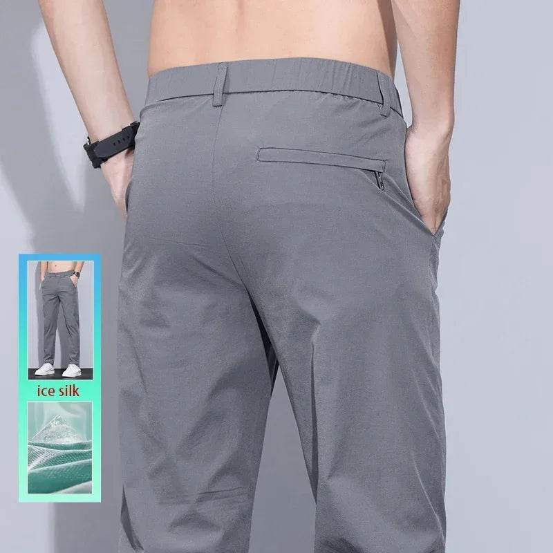 KUBRO Men's Ice Silk Trousers - Breathable, Lightweight Casual Pants - Buy Center US