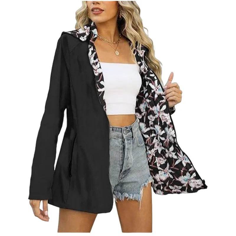 RVHS Women's Reversible Hooded Jacket - Casual Multicolour Coat S-2XL - Buy Center US