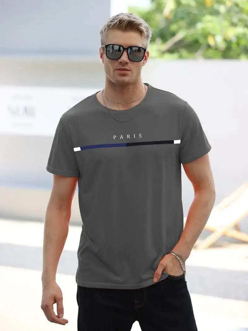 Men's Paris Pattern T-Shirt - Breathable Summer Casual Wear - Buy Center US