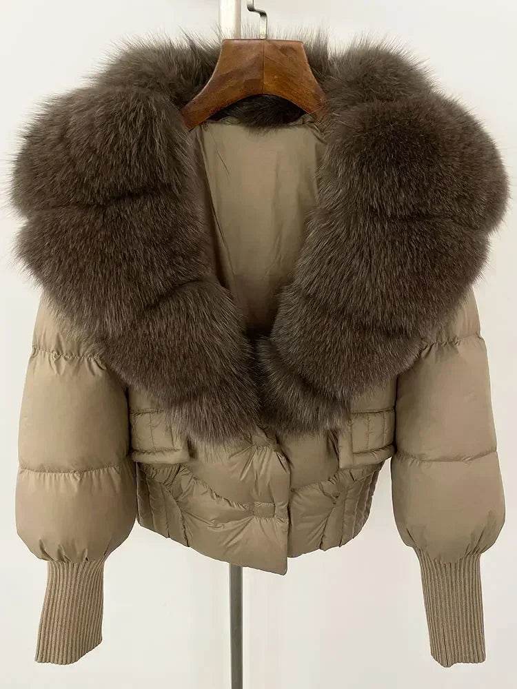 Elegant Casual Women’s Raccoon Fur Collar Coat - Winter Jacket 2024 - Buy Center US
