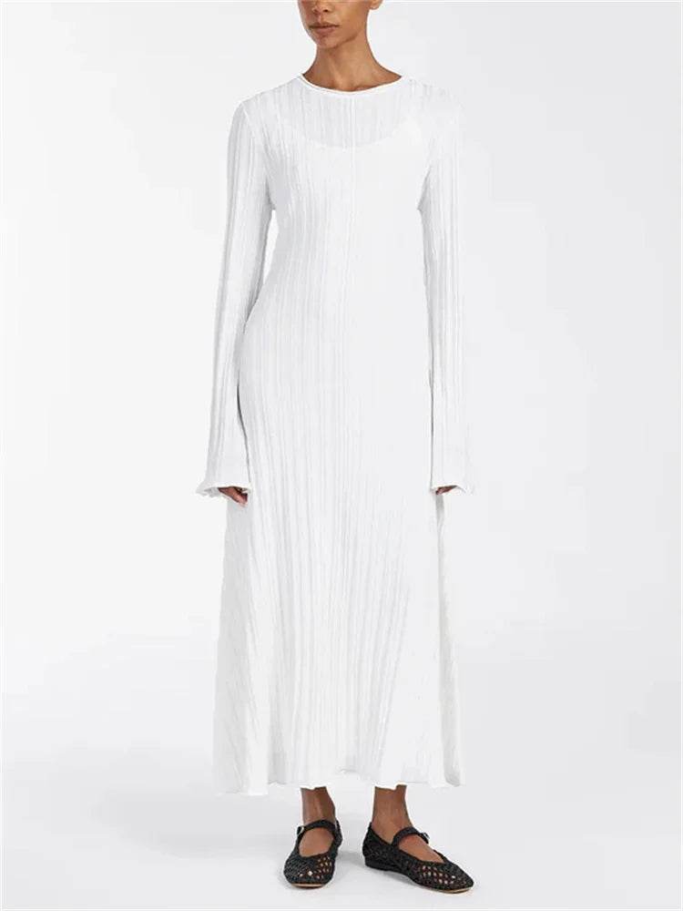 Tossy Women’s Maxi Dress - Lace-Up High Waist Long Sleeve Knit - Buy Center US