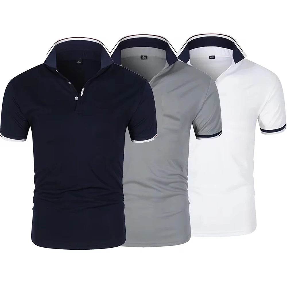 Casual Summer Men’s Polo Shirt - Short Sleeve, Contrast Color Design - Buy Center US
