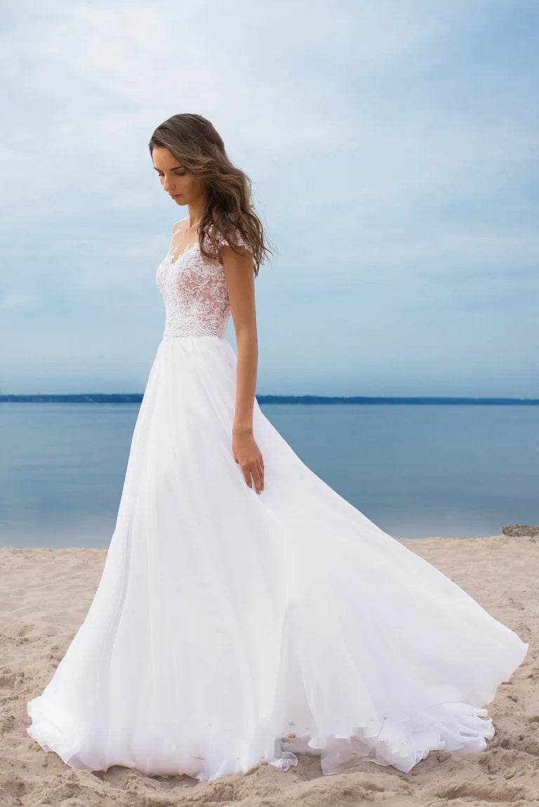 Elegant White Chiffon Dress - V-Neck Split Style for Bridesmaids - Buy Center US