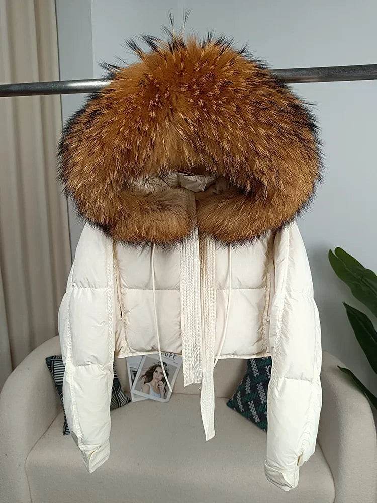 Stylish Women's Winter Jacket - Detachable Fox Fur Hooded Outerwear - Buy Center US