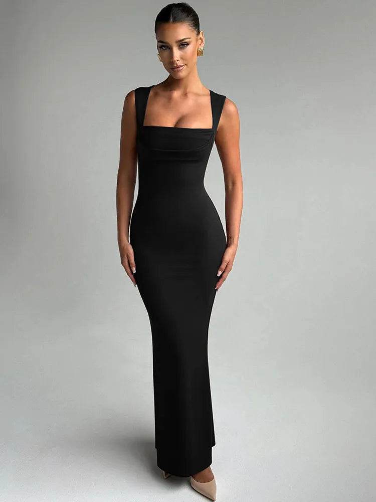 Mozision Square Collar Maxi Dress - Sexy Sleeveless High Waist Style - Buy Center US