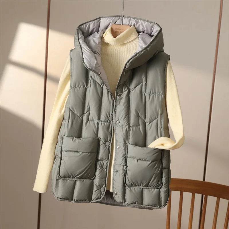 Women's 90% White Duck Down Sleeveless Vest - Autumn/Winter Fashion - Buy Center US