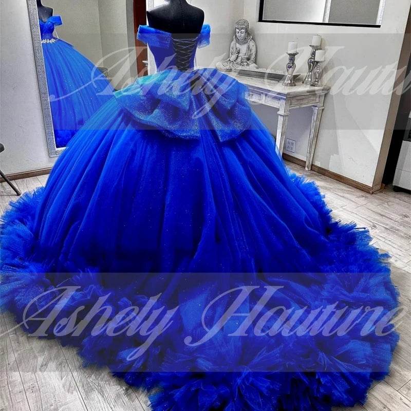 Exquisite Royal Blue Quinceanera Dress - Off the Shoulder Ball Gown - Buy Center US