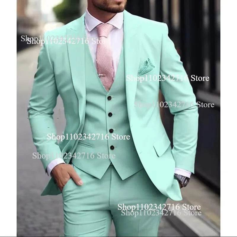 Luxury Pink Men’s Tuxedo Suit 3 Piece - Slim Fit Jacket, Pants & Vest - Buy Center US