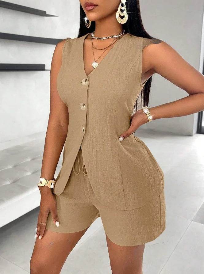 FUXIONGFU Women’s Summer Two-Piece Fashion Set - Elegant Office Look - Buy Center US