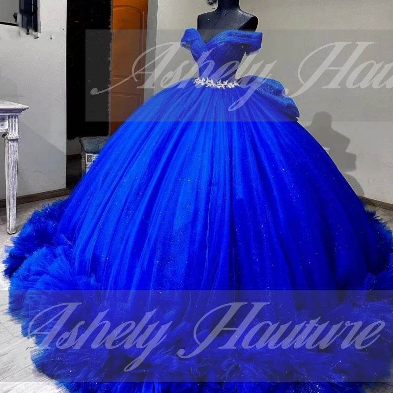 Exquisite Royal Blue Quinceanera Dress - Off the Shoulder Ball Gown - Buy Center US