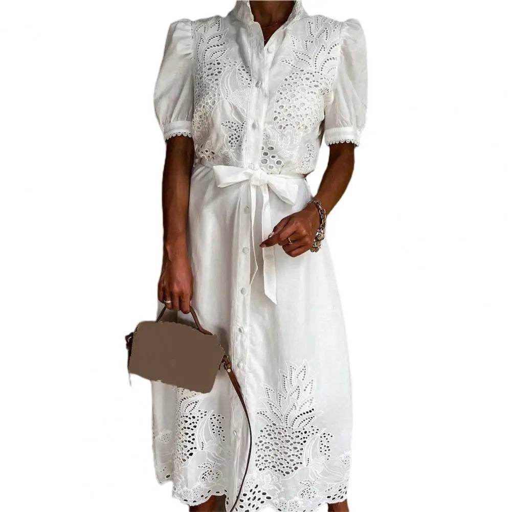 SANWOOD Women’s Summer Maxi Dress - Elegant Puff Sleeve, A-Line Style - Buy Center US