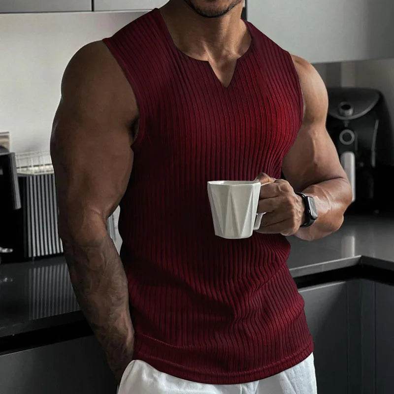 RUASPV Men's V-Neck Gym Tank Top - Cool Summer Fitness Sleeveless Vest - Buy Center US