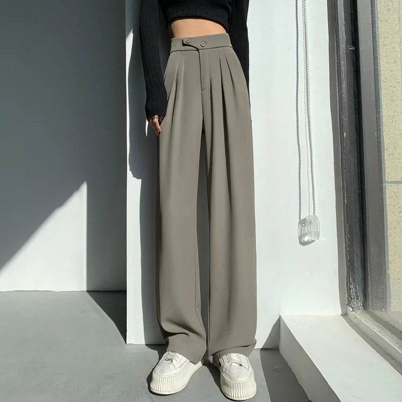 2024 Women's High Waist Wide Leg Trousers - Elegant Minimalist Pants - Buy Center US