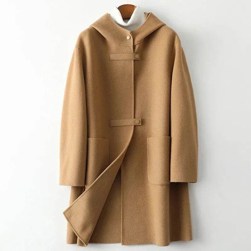 Women’s Double-Sided Cashmere Coat - Slim Fit Wool Windbreaker - Buy Center US
