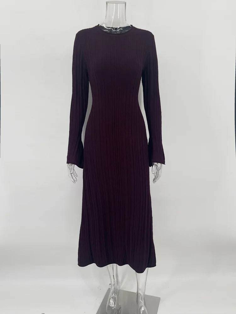 Tossy Women’s Maxi Dress - Lace-Up High Waist Long Sleeve Knit - Buy Center US