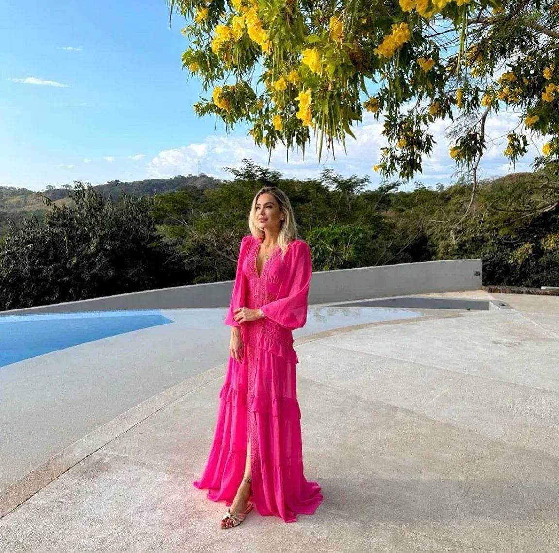 Elegant Women’s Long Sleeved Ruffle Dress - Stylish Party Wear - Buy Center US