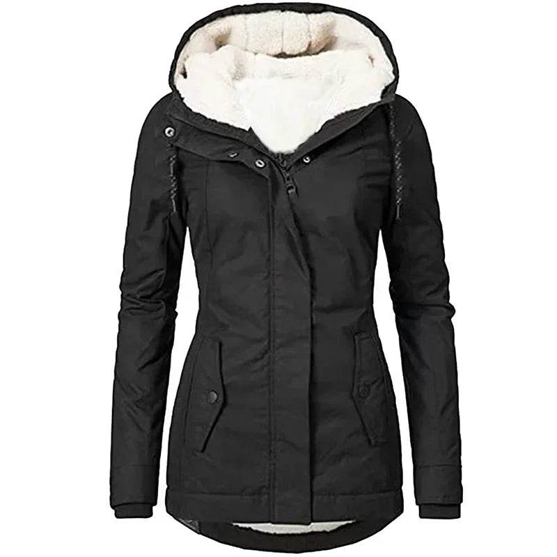 Kalenmos Women's Hooded Zipper Coat - Casual Thick Parka for Autumn - Buy Center US