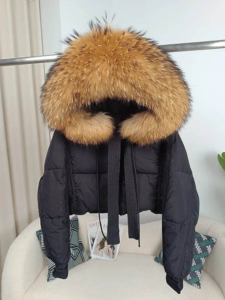 Stylish Women's Winter Jacket - Detachable Fox Fur Hooded Outerwear - Buy Center US