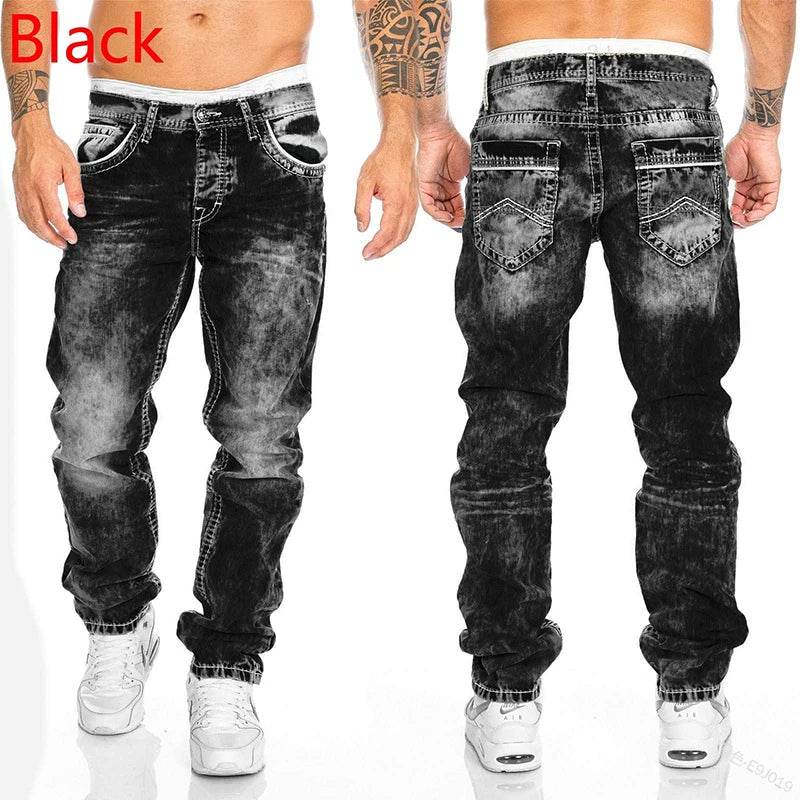 HONGYOUHANYAN Men's Stretch Straight Jeans - Casual Hip Hop Design - Buy Center US