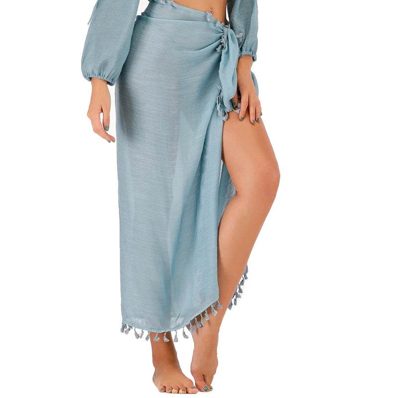 Stylish Multi-Purpose Beach Towel with Tassel - Women’s Summer Cover Up - Buy Center US