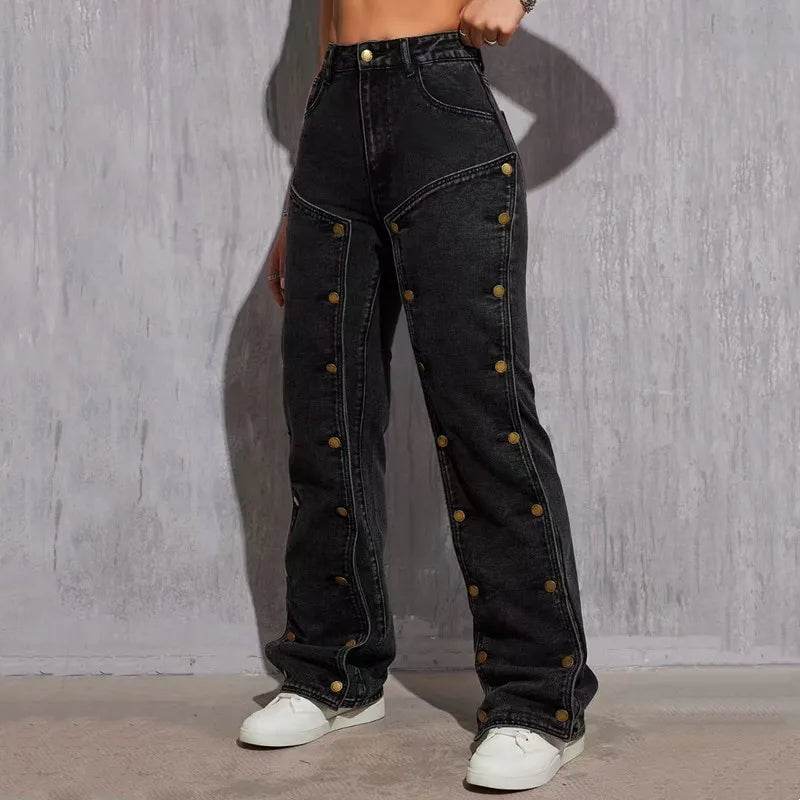 High Street Women’s Wide Leg Denim Pants - Cargo Cutout Style - Buy Center US