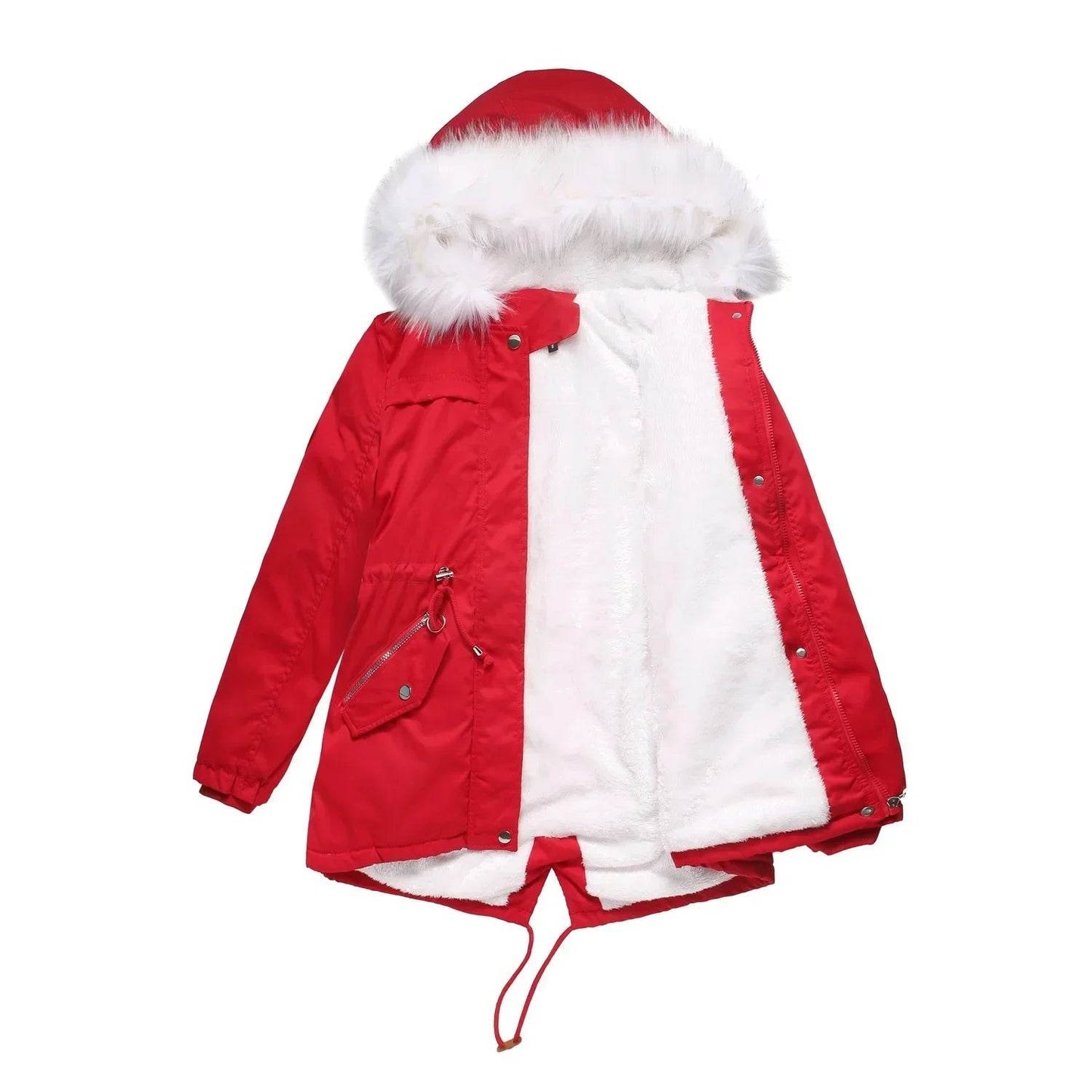 Kalenmos Women's Mid-Length Parka Coat - Hooded, Fur Collar, Casual - Buy Center US