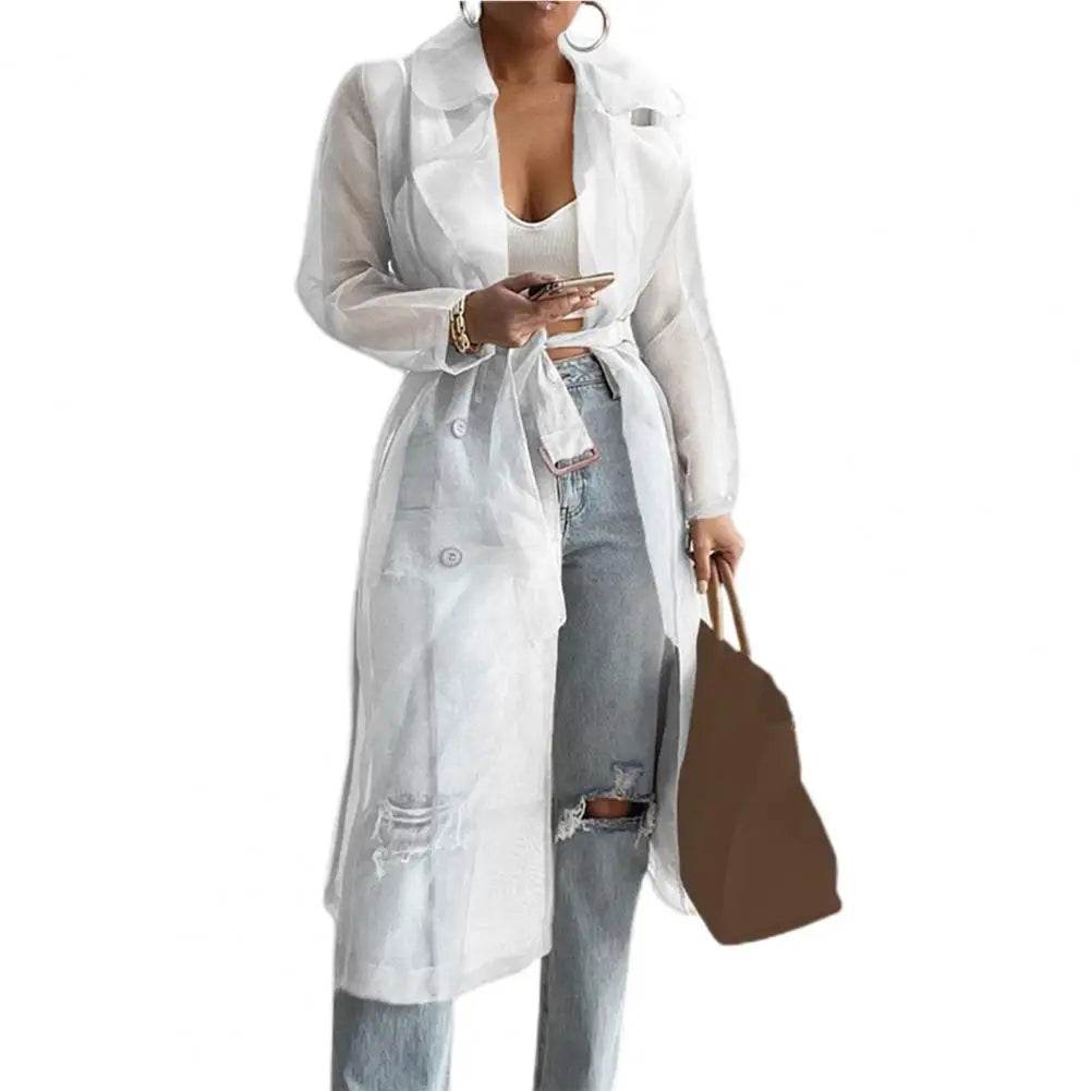 SANWOOD Women's Mesh Jacket - Puff Sleeve Long Summer Coat - Buy Center US