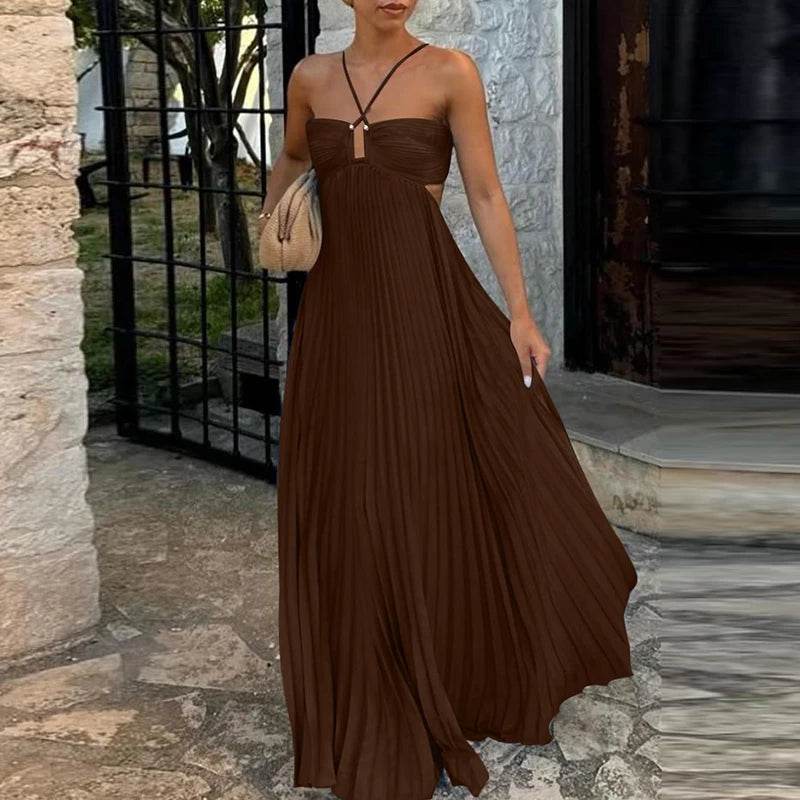 ELSVIOSE Sleeveless High Waist A-Line Holiday Dress - Summer Chic - Buy Center US