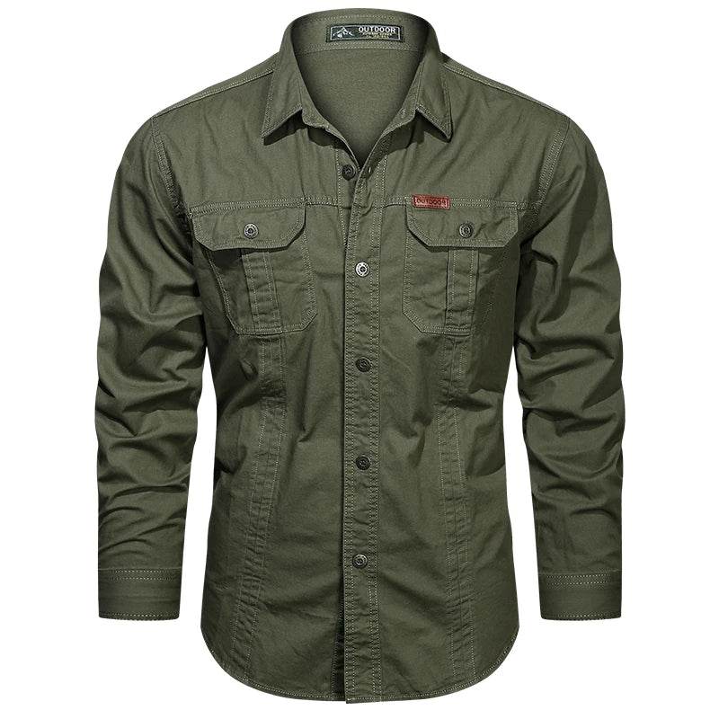 2024 Spring Cotton Cargo Shirt for Men - Multi-Pocket, Casual Style - Buy Center US