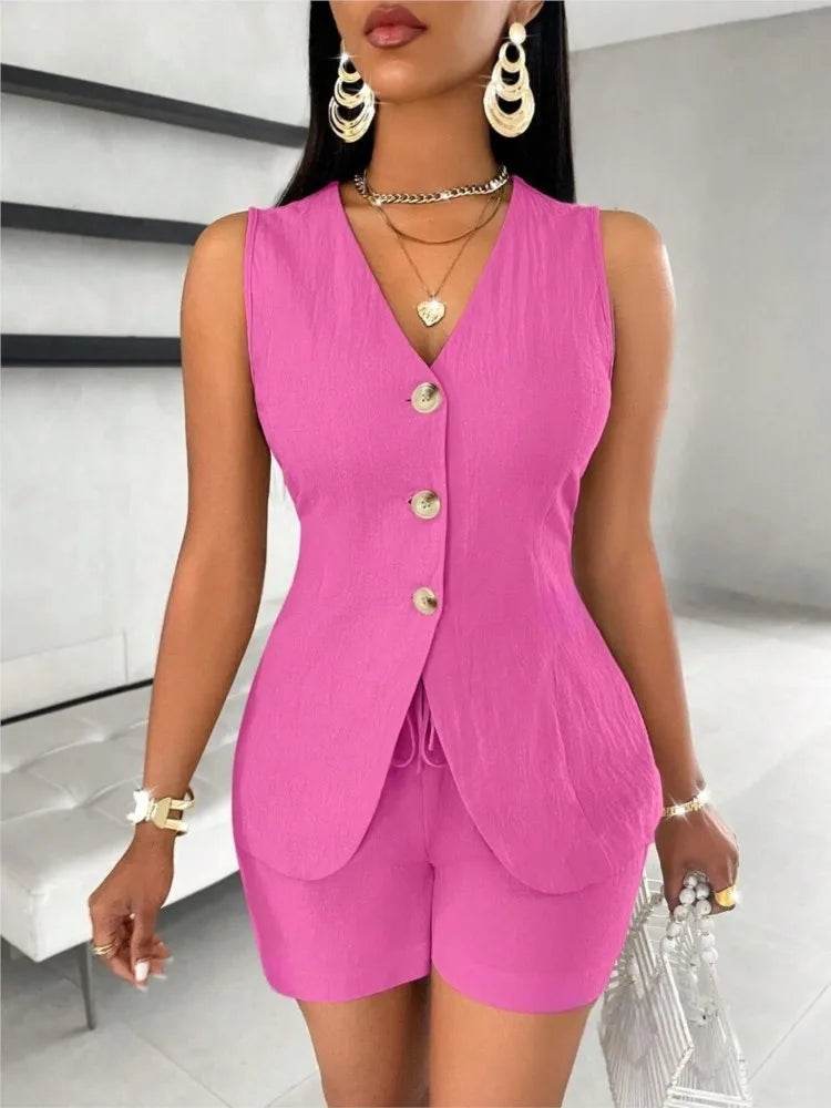 FUXIONGFU Women’s Summer Two-Piece Fashion Set - Elegant Office Look - Buy Center US