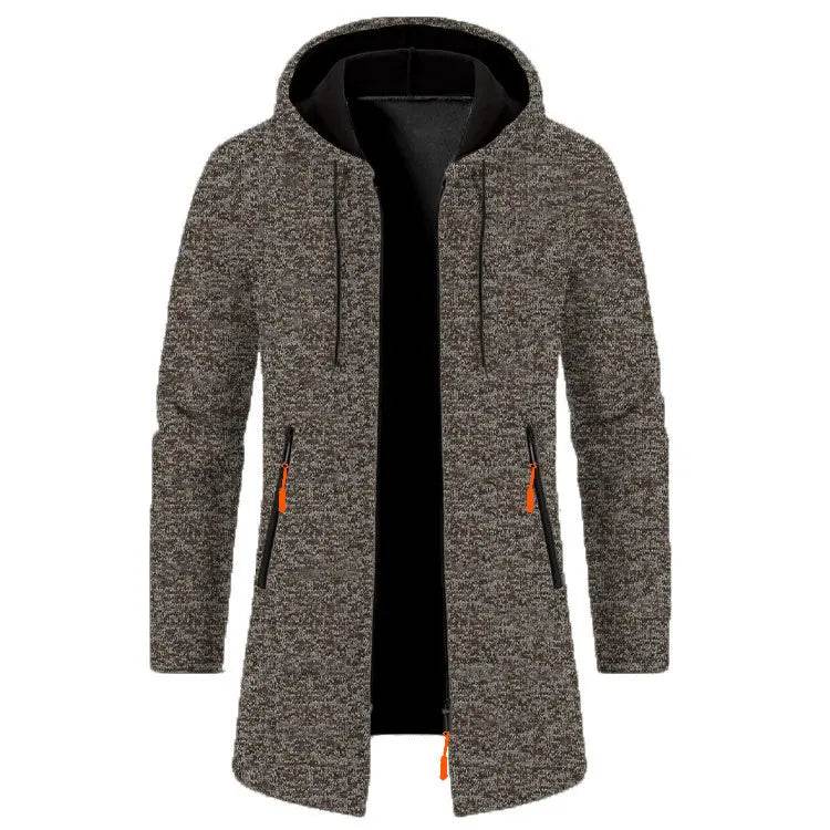 Men's Casual Long-Sleeved Hooded Cardigan Jacket - Solid Color Zipper Style - Buy Center US