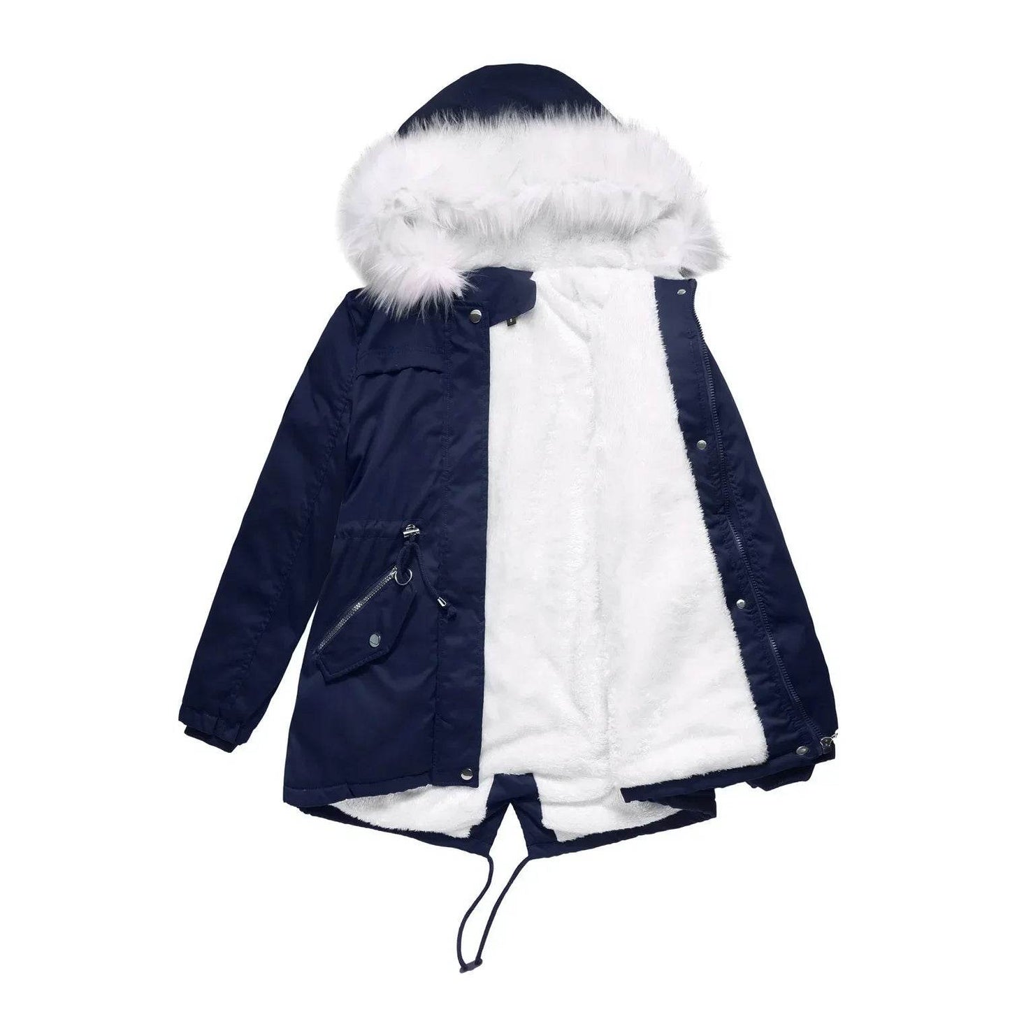 Kalenmos Women's Mid-Length Parka Coat - Hooded, Fur Collar, Casual - Buy Center US