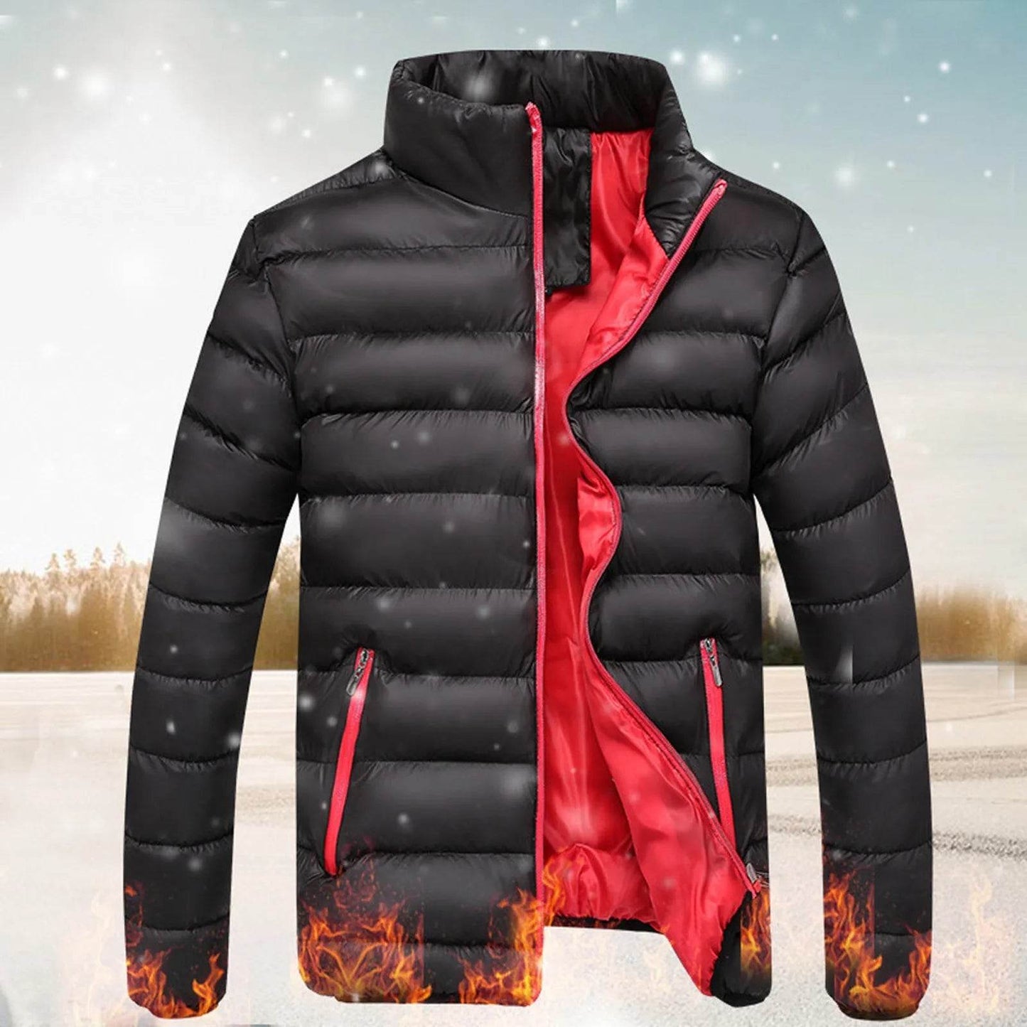 ISHOWTIENDA Men's Zipper Bubble Coat - Lightweight Windproof Puffer Jacket - Buy Center US