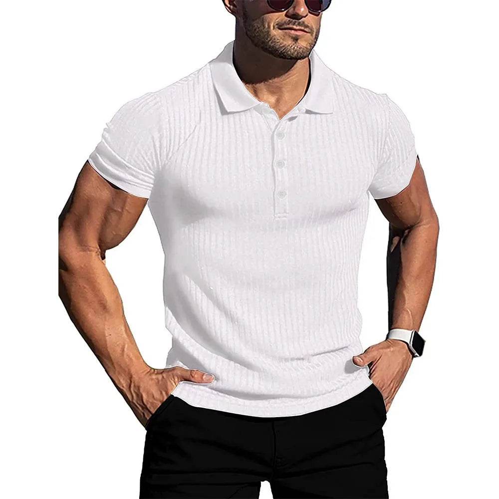King Billion Men's Summer Polo Shirt - Solid Stripe, Short Sleeve Casual Wear - Buy Center US
