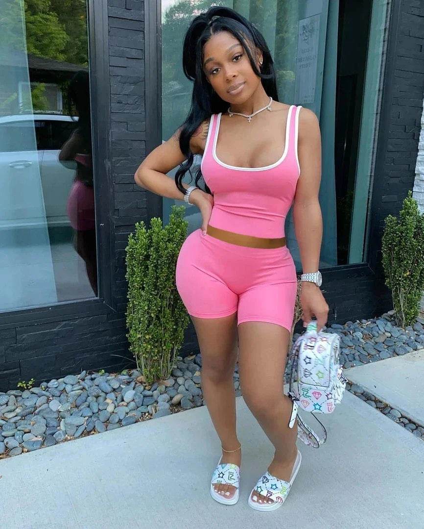 Sexy Solid Color Women's Tank Top & Shorts Set - Spring Fashion 2024 - Buy Center US