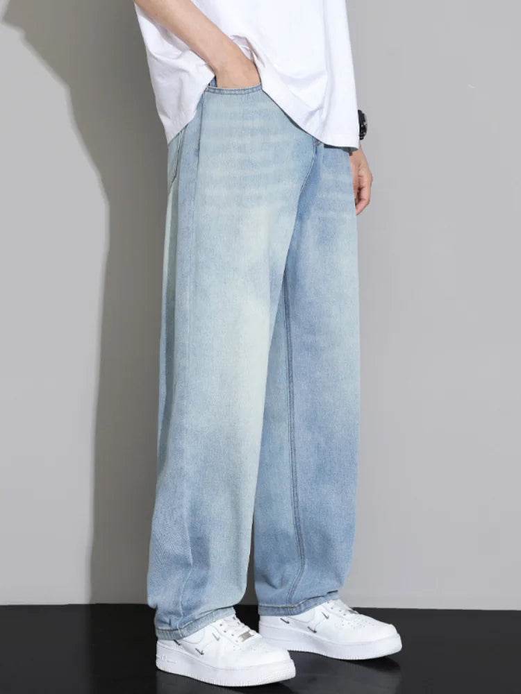 2024 Spring Summer Loose Light Blue Jeans for Men - Fashion Casual Denim - Buy Center US