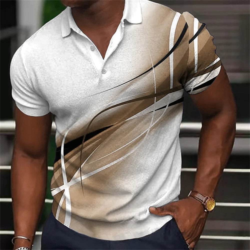 Men's Gradient Polo Shirt - Casual Short Sleeve Tees for All Seasons - Buy Center US