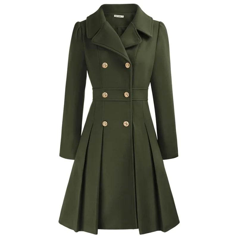 RVHS Women's Woolen Trench Coat - Double Breasted, Warm Streetwear - Buy Center US